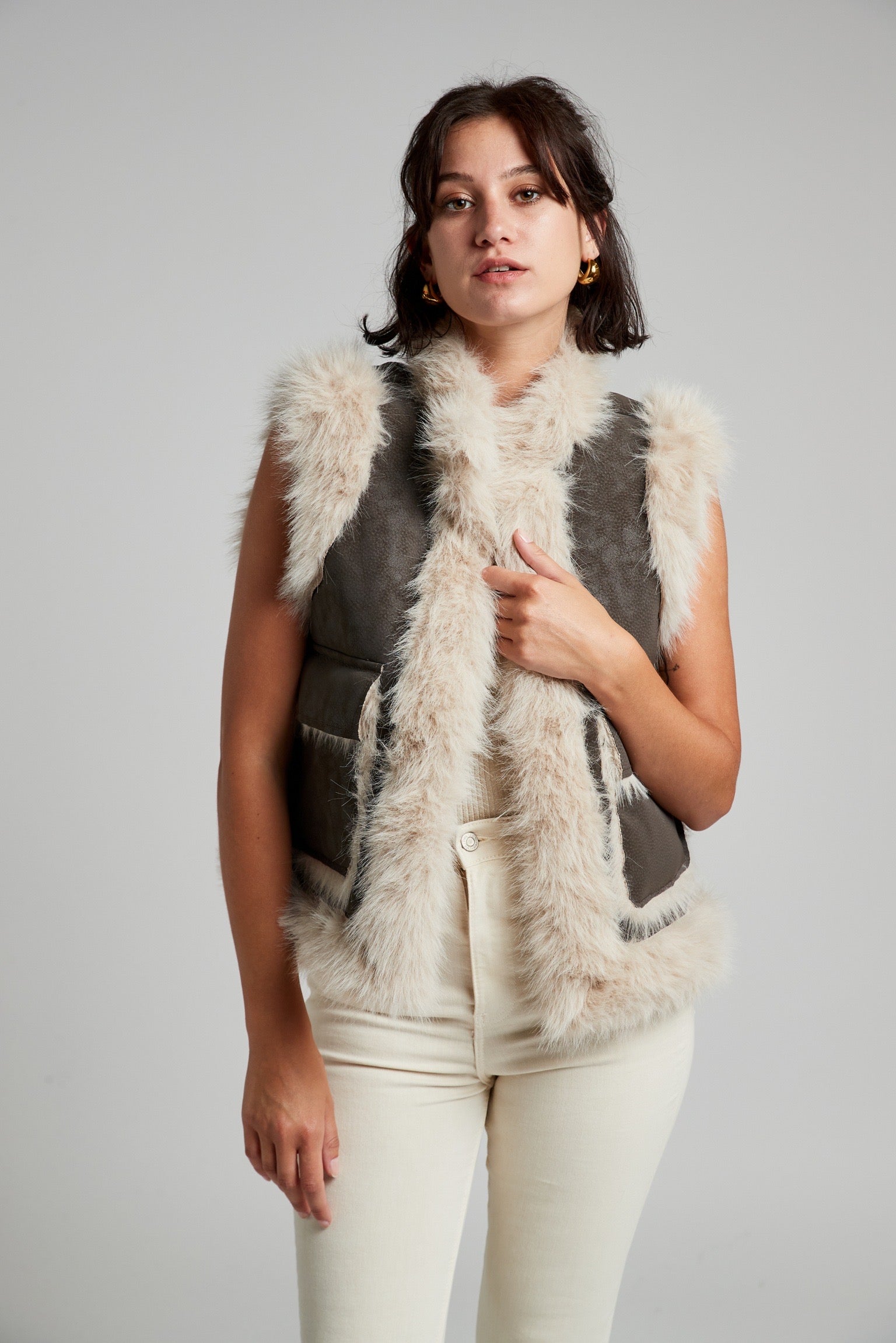 Veste Fourrure Sans Manches | Courte