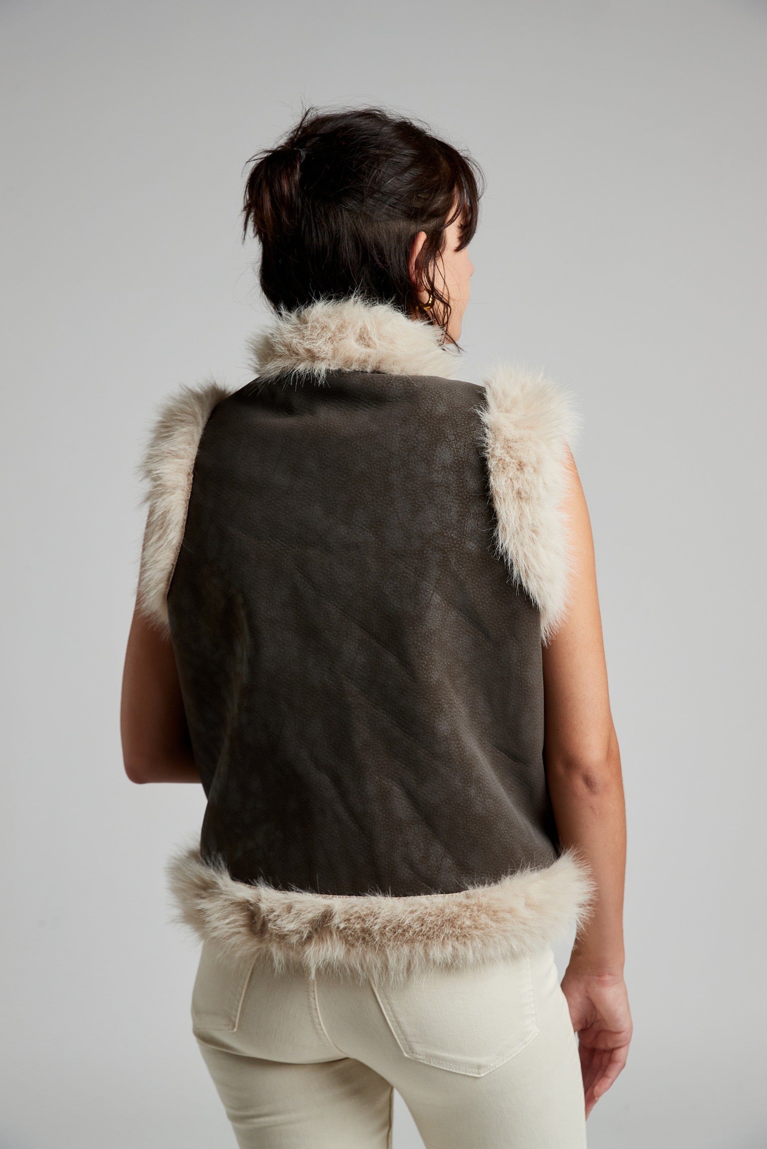 Veste Fourrure Sans Manches | Courte