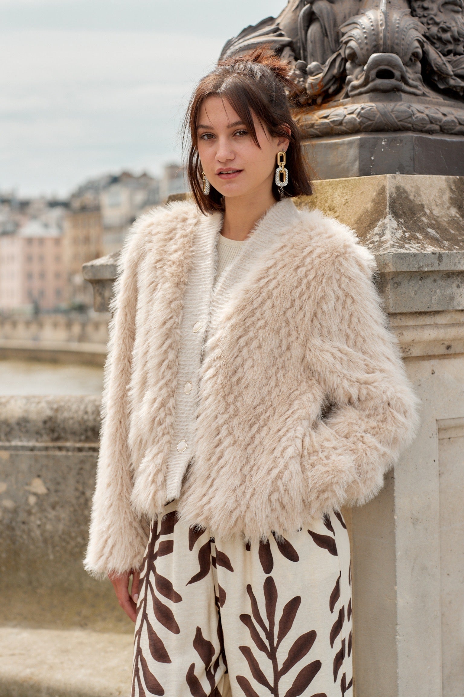 Veste Manches Longues Fourrure