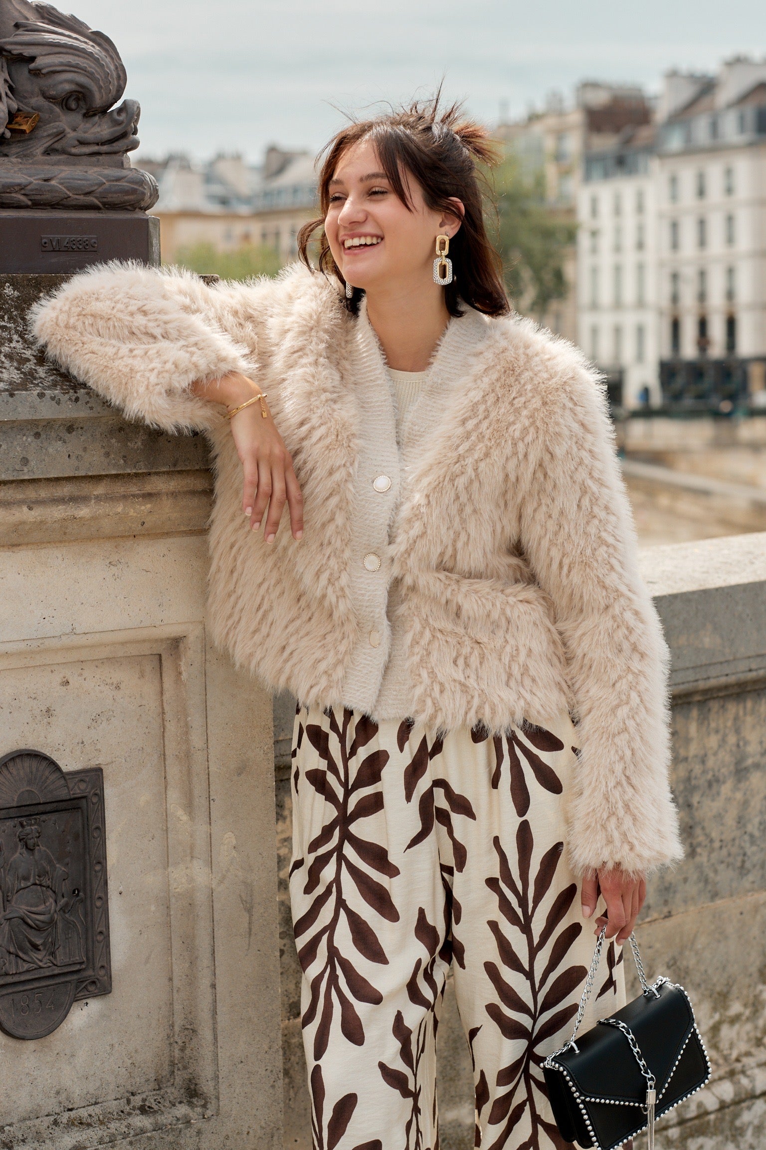 Veste Manches Longues Fourrure