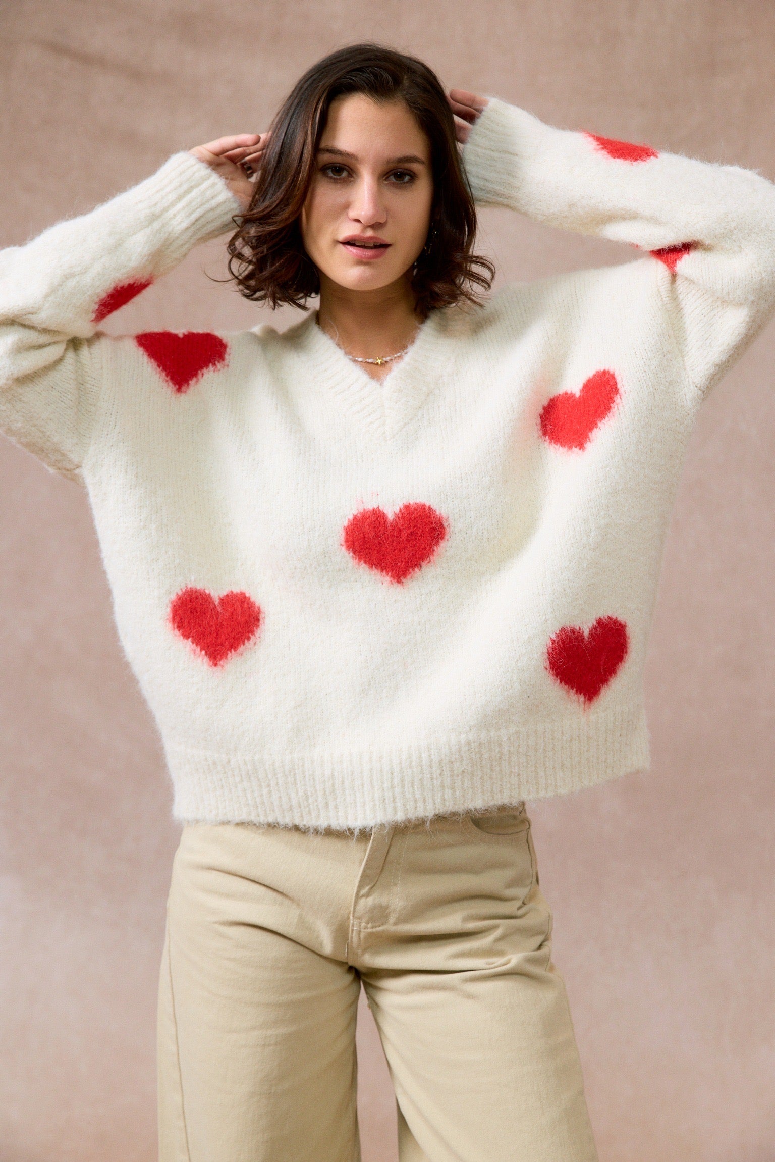 Pull Oversize | Coeurs Rouges