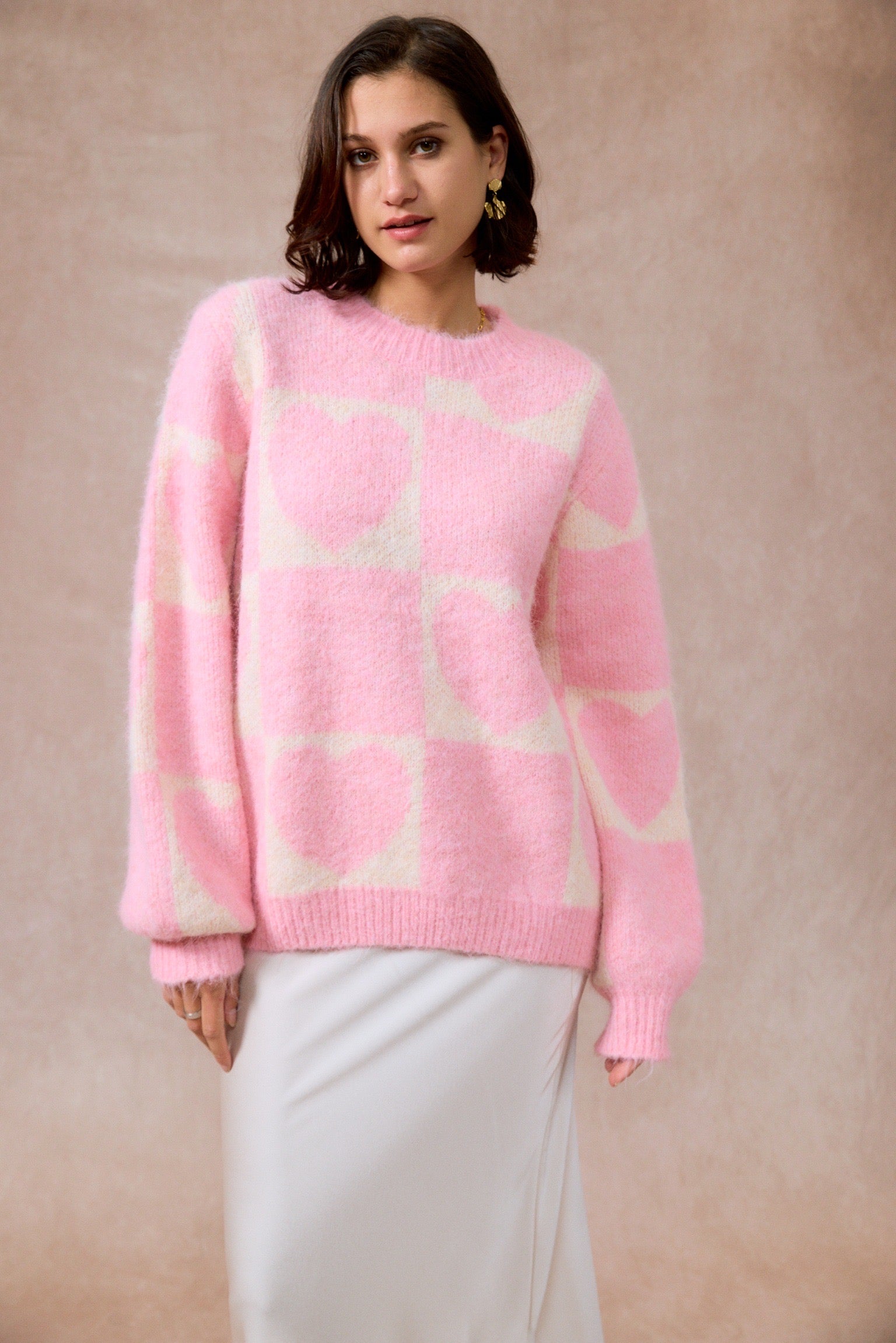 Pull Oversize | Motifs Coeurs & Carrés