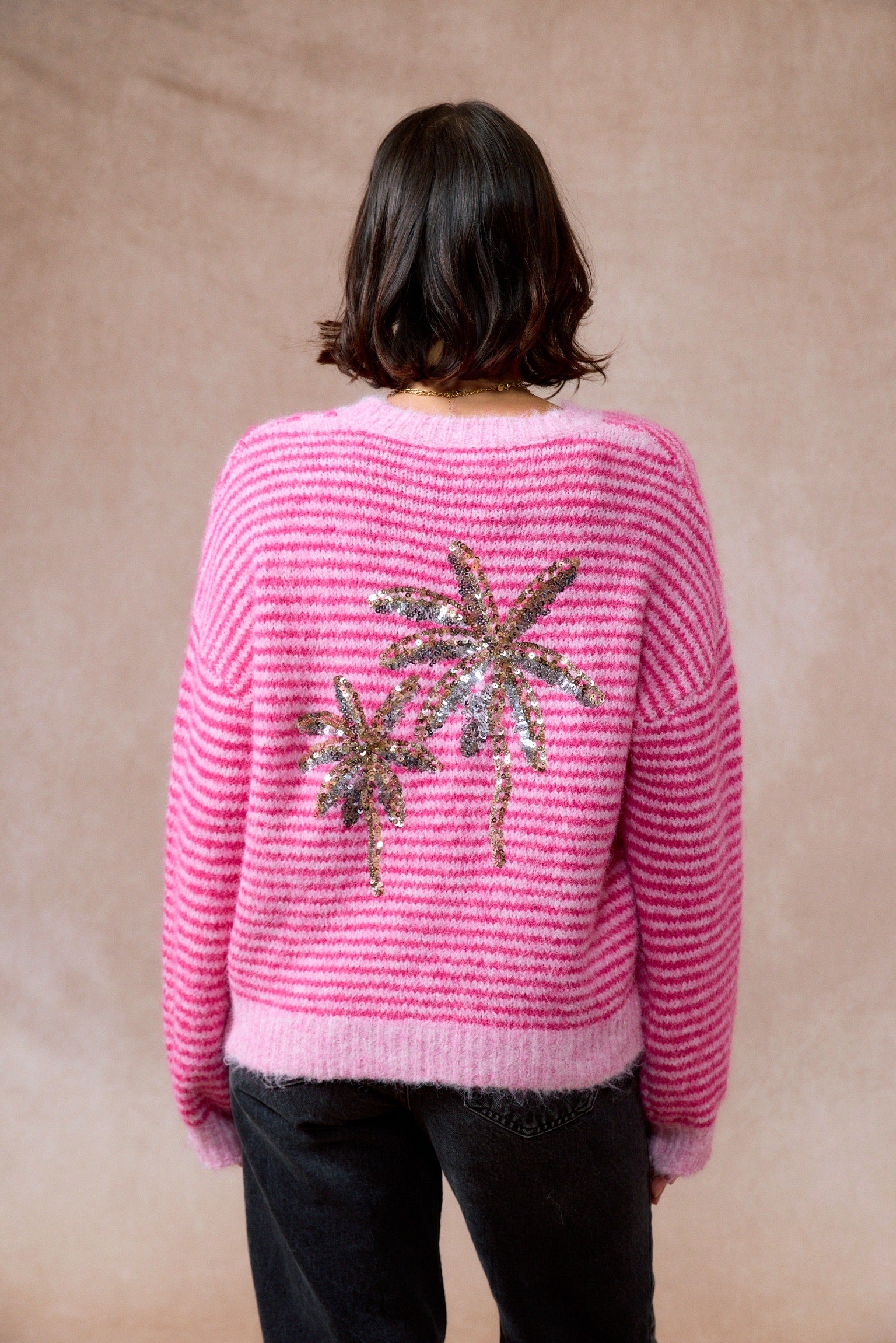Pull à Rayures | Palmiers strass