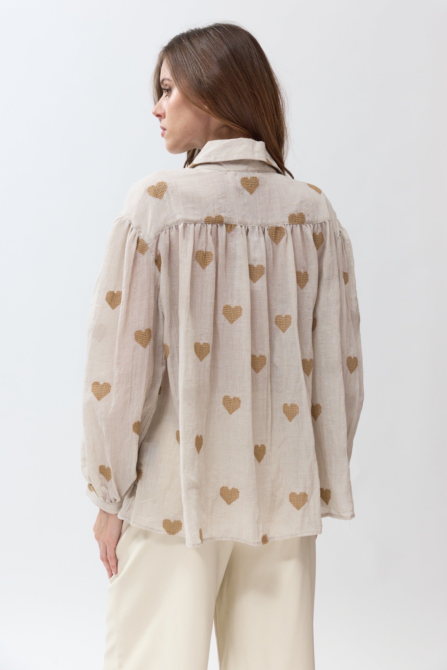 Chemise Fluide | Cœurs Beiges