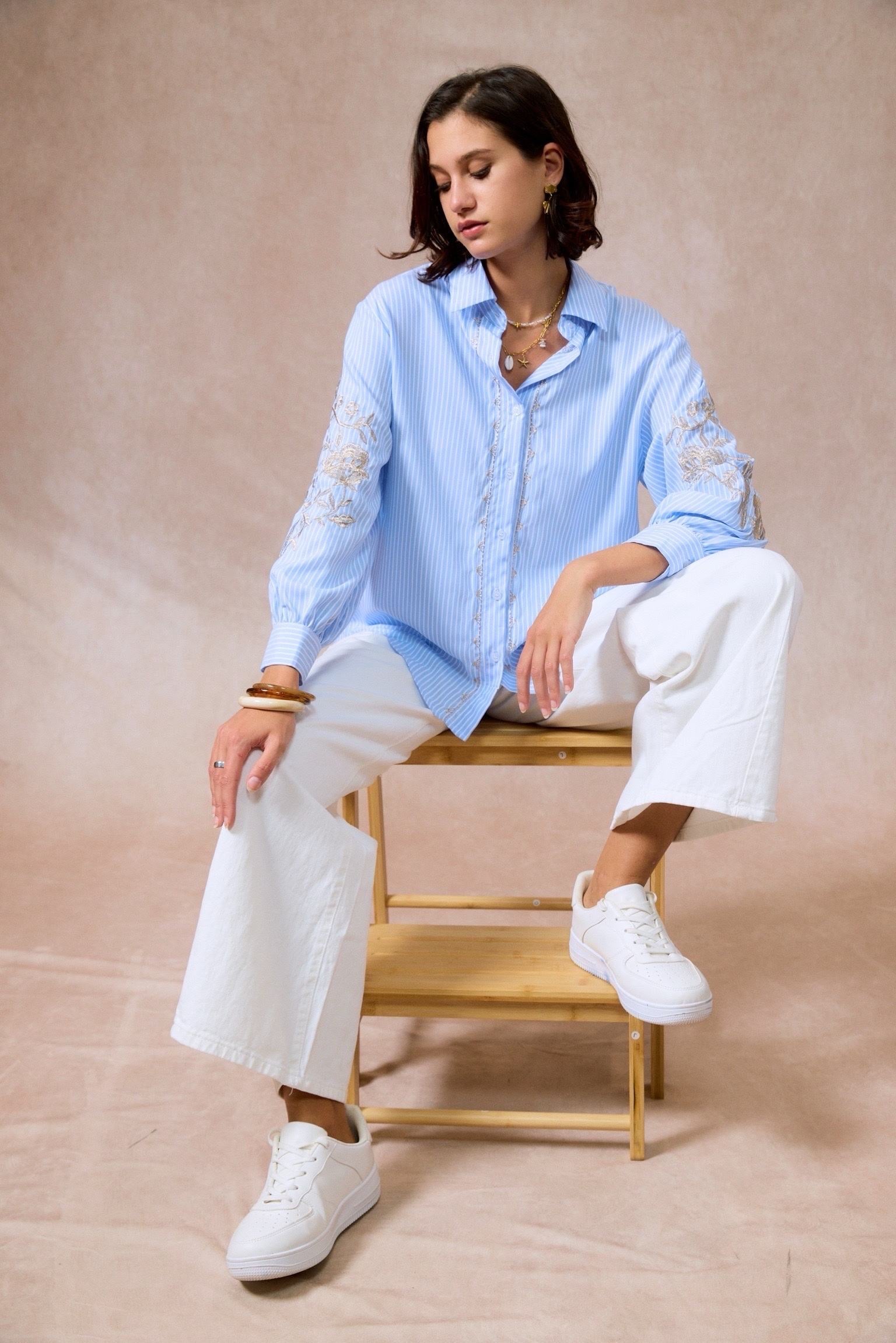 Chemise Manches Longues| Détail Broderie
