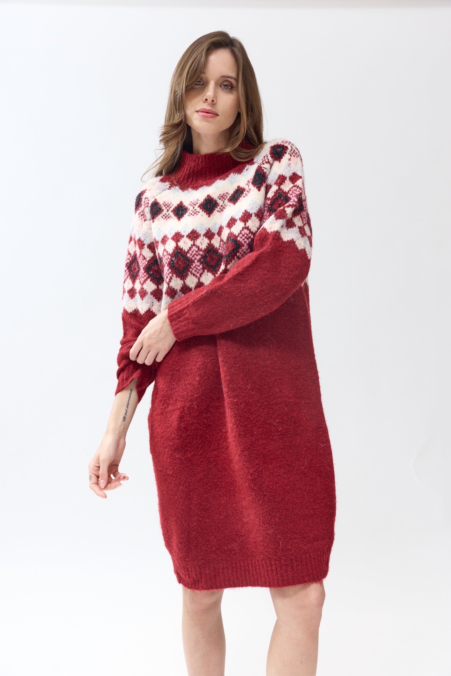 Robe Pull Motif | Mi-Longue