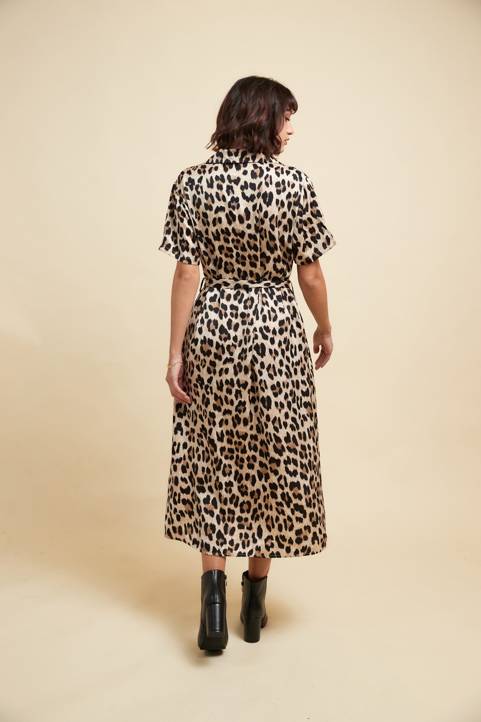 Robe Longue Manches Courte | Détail Léopard