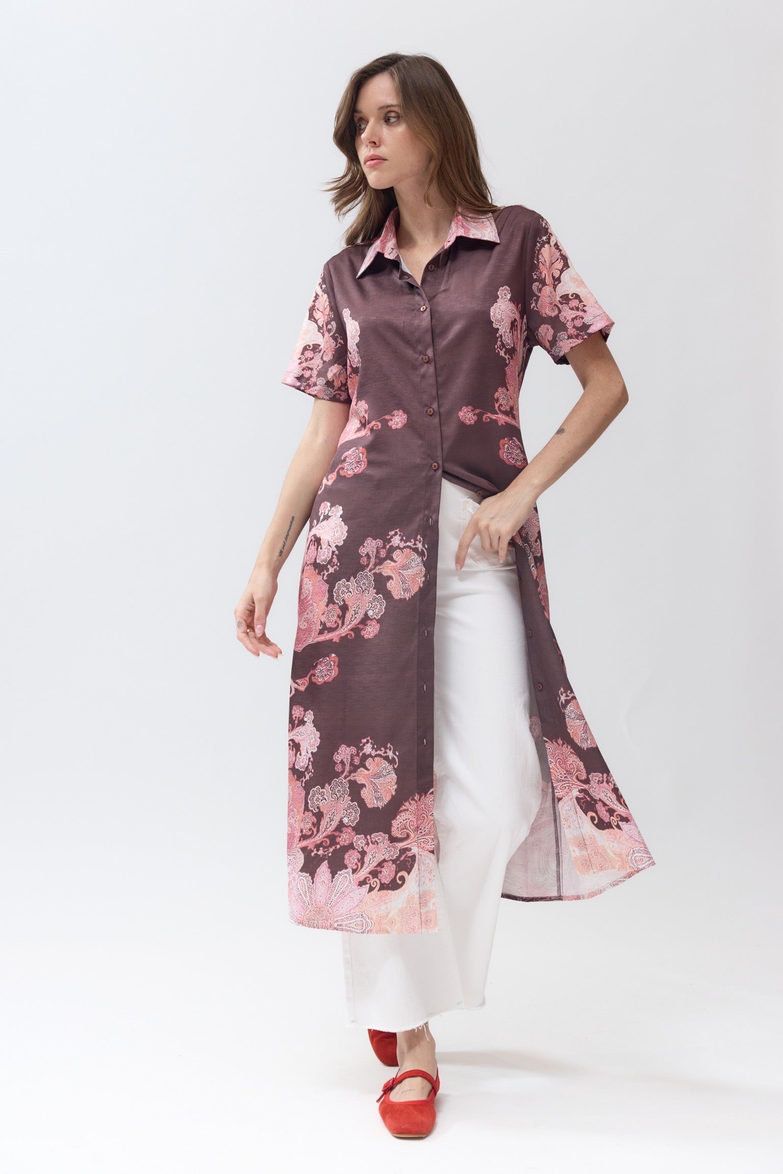 Robe Longue Fleurie | Ouverte Devant