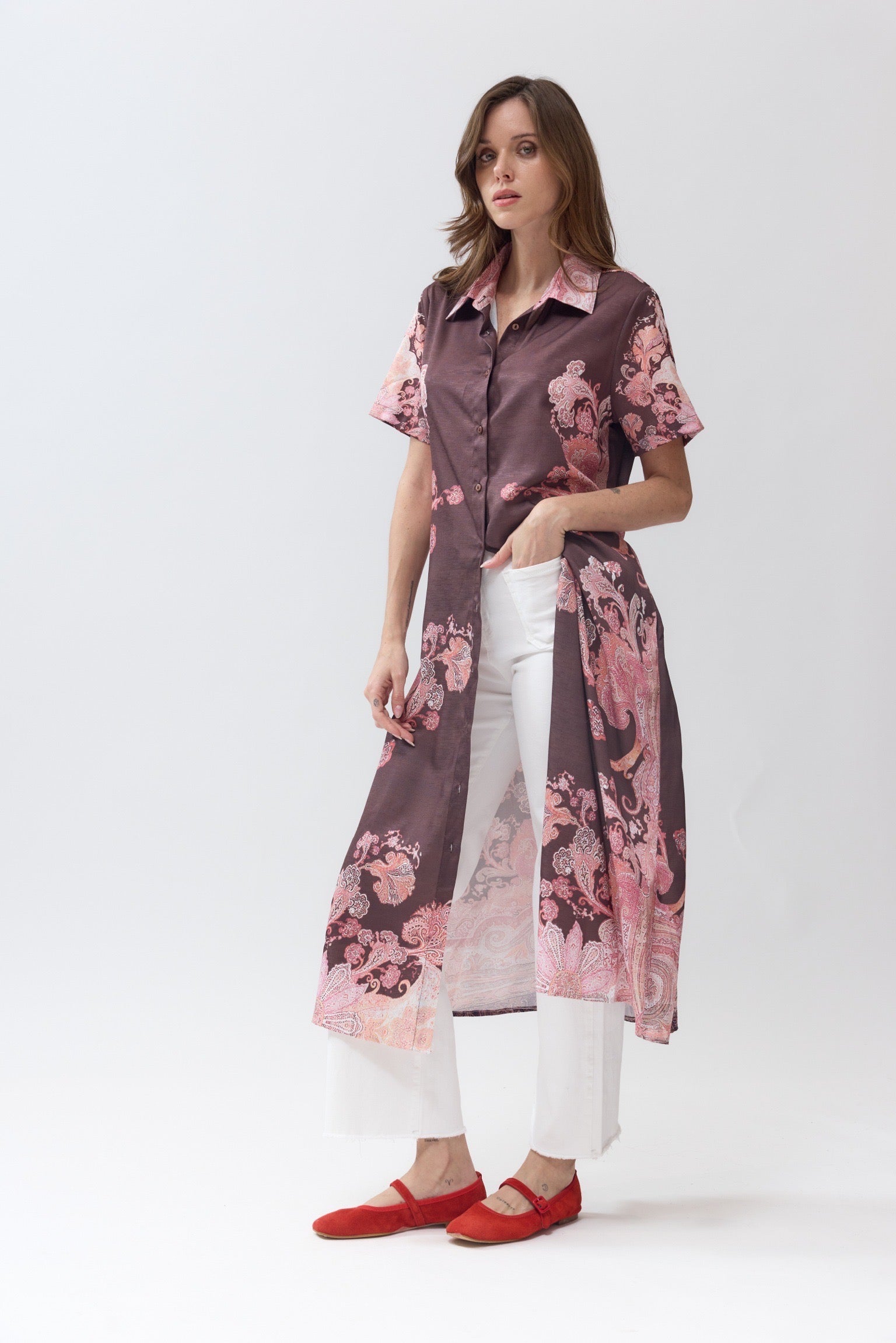 Robe Longue Fleurie | Ouverte Devant