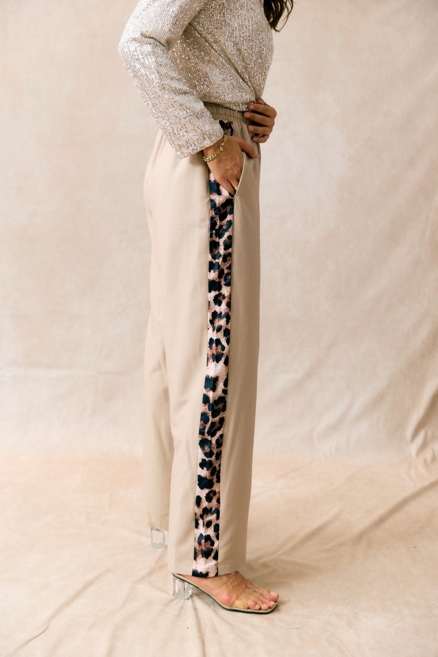 Pantalon à Rayures | Détail Léopard